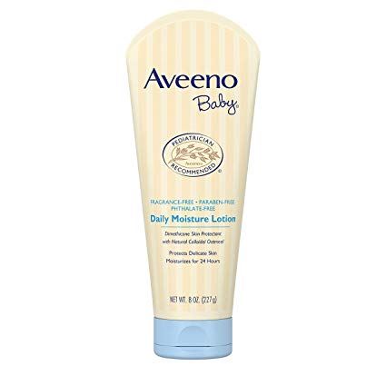 Aveeno Baby Daily Moisture Lotion with Natural Colloidal Oatmeal & Dimethicone, Fragrance-Free, 8 oz