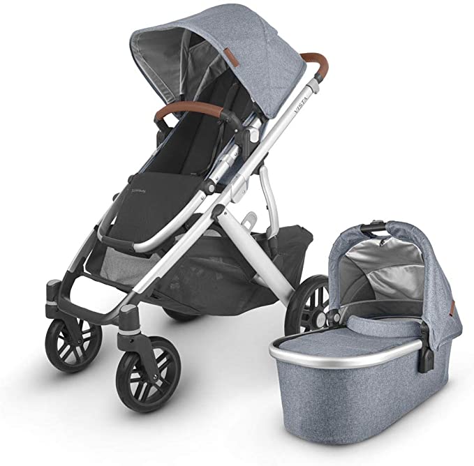 UPPAbaby Vista V2 Stroller - Gregory (Blue Melange) with Silver Frame