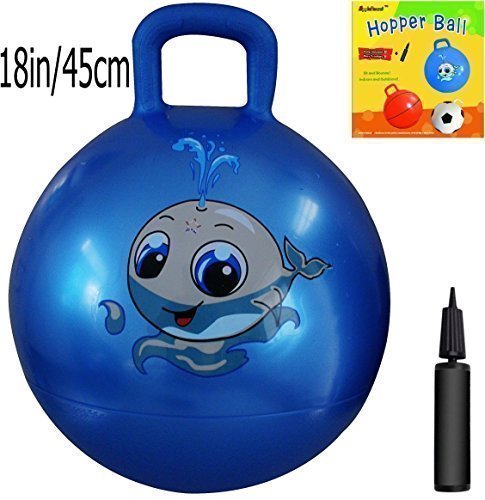 Space Hopper Ball: Blue, 18in/45cm Diameter for Ages 3-6, Pump Included (Hop Ball, Kangaroo Bouncer, Hoppity Hop, Sit and Bounce, Jumping Ball)