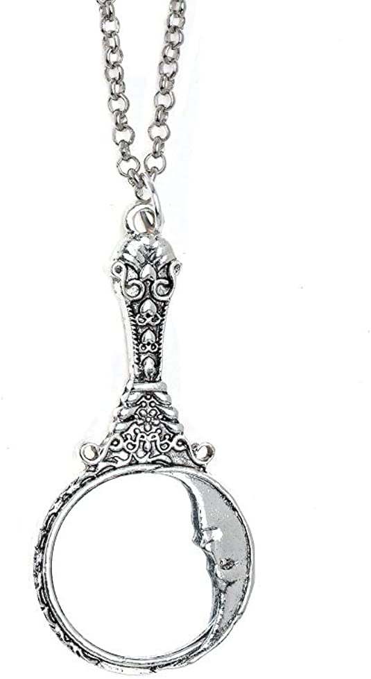I.G.N.Y. Design Vintage Retro Mirror Pendant Necklace Victorian Gothic Jewelry