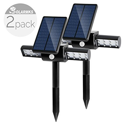 Solarmks SX-0124 Rotatable 360° USB with Motion Sensor Solar Lights Outdoor Spotlight , White, Pack of 2