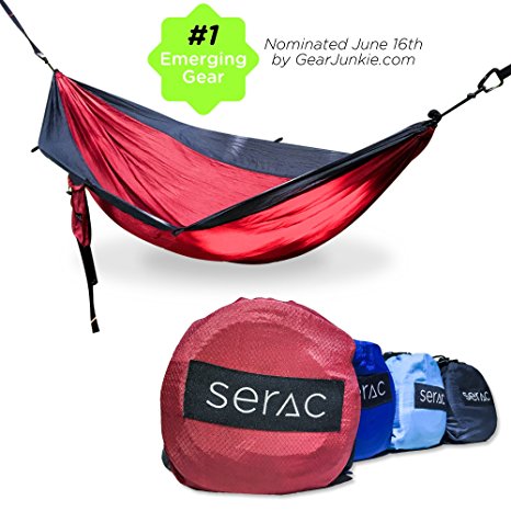 [Premium Double Hammock & Strap Bundle] Serac Sequoia XL Wide Camping Hammock with Ripstop Nylon and Quick-Hang Suspension System - Perfect for the backpack, travel and camping
