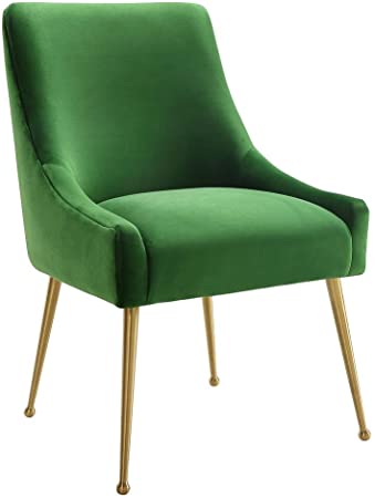 Tov Furniture The Beatrix Collection Modern Style Living Room Velvet Upholstered Side Chair, Green