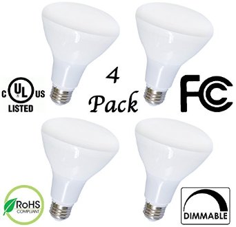 4 Pack Brightest LED BR40 Light Bulbs by Bioluz LED - INSTANT ON Warm LED Energy Saving Bulbs, 17w (120w Equivalent) 2700k Bulb 1400 Lumen, Indoor / Outdoor Smooth Dimmable Lamp UL Listed