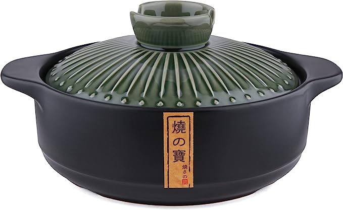 Lake Tian Ceramic Cooking Pot, Clay Pot Cooking, Earthenware Pot, Japanese Donabe, Chinese Ceramic/ Casserole/Clay Pot/Earthen Pot Cookware Stew Pot Stockpot with Lid Small Steam, 砂锅 green 2L/2.1QT