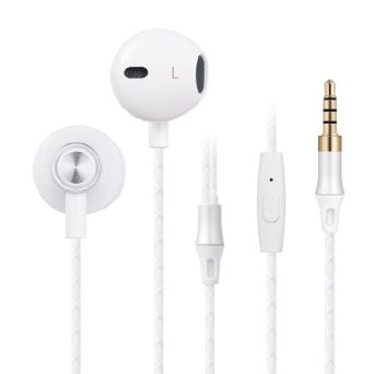 Xcords Premium Earphones Earbuds Headphones Earpods with Microphone & Volume Control for iPhone 6/6s, 6 Plus/6s plus, iPhone 5s/5c /5, SE iPad /iPod& Android Devices (White)