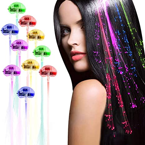 Acooe 12 Pack flashing led light up toys Optics led hair lights, flashing led Light Up Toys, Barrettes for Party, Bar Dancing Hairpin, light up hair accessories(12pcs)