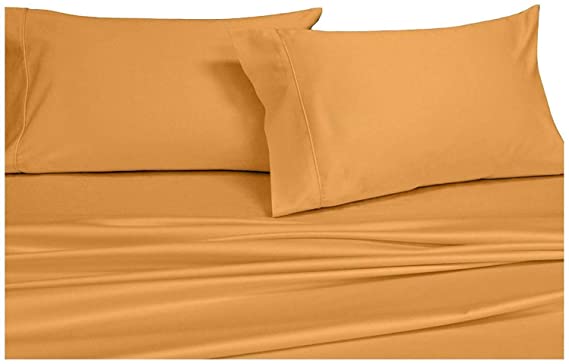 Royal Hotel Collection Ultra-Soft Sheets, Silky Soft Bed Sheets Set, Deep Pocket, Wrinkle and Fade Resistant, Hypoallergenic (Queen Gold)