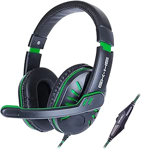 ENHANCE GX-H5 Gaming Headset with Microphone - Universal Gaming Headset for PS4, PS5, Xbox, PC, Switch with Adjustable Headband, Volume Controller, USB Sound-Isolating Earcups, Splitter Cable (Green)