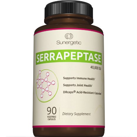 Best Serrapeptase Enzyme Supplement - Natural Joint, Sinus & Immune Support - Premium High Potency Serrapeptase Enzymes Formula - 40,000 SU Per Capsule- 90 Enteric Coated Vegetable Capsules