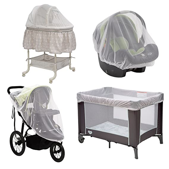 Baby Mosquito and Bug Nets for Strollers & Joggers, Pack n' Plays, Infant Car Seats & Bassinets. 2-Pack. Breathable with Elastic for Easy fit