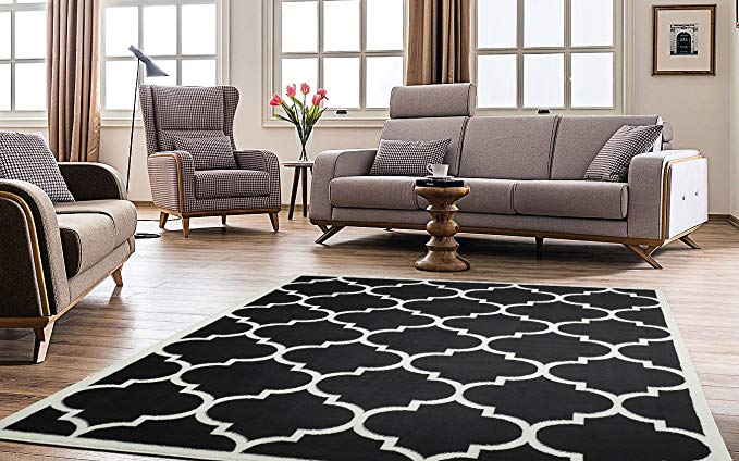 Ottomanson Paterson Collection Contemporary Moroccan Trellis Design Lattice Area Rug, 7'10" X 9'10", Black