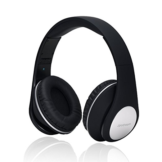 Jpodream Noise Cancelling Wireless Bluetooth Over-ear Stereo Headphones with Microphone and Volume Control - Black