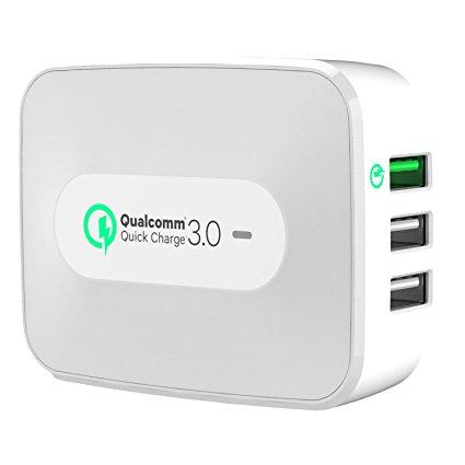 Wall Quick Charger 3-Port 25W Quick Charge 3.0 Rapid Port for All Cell Phones, Tablets, Cameras, Premium Design by Tapiona Smart Gadgets