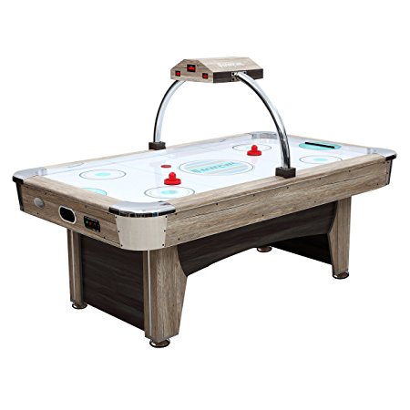 Harvil 7-Foot Indoor Air Hockey Table - Beachcomber. Designed with Overhead Scorer, Leg Levelers, and 4 Pucks and 2 Pushers
