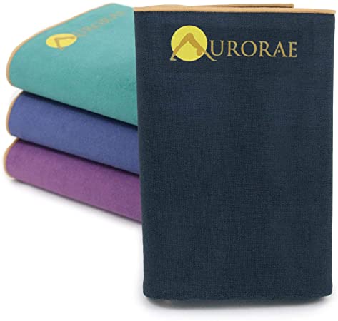 Aurorae Synergy Foldable On-The-Go Travel Yoga Mat; A Yoga Mat for Yogis on The Move with Integrated Microfiber Towel and Anti-Slip Patented Synergy 2-in-1 Technology for Hot Yoga