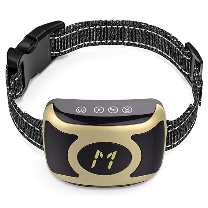 Bandyek Bark Collar NEWEST 2018 RECHARGEABLE Shock Collar for Small, Medium, Large Dogs - Smart Detection Chip - Dual Stop Anti-Barking Mode: Beep/Vibration, Shock