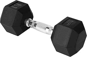 Yes4All Chrome Grip Encased Hex Dumbbells – Hand Weights With Anti-Slip 5-50 LBS Single