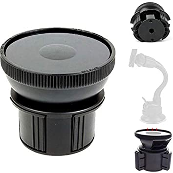 Universal Vehicle Drinks Cup Holder Mount Adapter w/ 3.5” 90mm Suction Mount Surface & Adjustable Base for All Standard Suction MountGPS mounts & more to hold Smartphones (iphone, Galaxy S21)/ Tablets / Radar Detectors / MP3 Players & more (Use conjointly with your existing suction mount)Free ChargerCity Micro SD Card Reader included