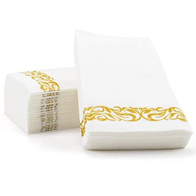 Foraineam Linen-Feel Disposable Hand Towels Decorative Hand Napkins - Floral Paper Guest Towels - Pack of 100