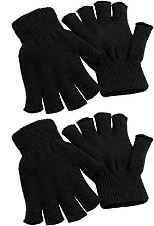 Cooraby 2 Pairs Unisex Warm Half Finger Gloves Winter Fingerless Gloves (L for Adults, M for Teens, S for Kids)