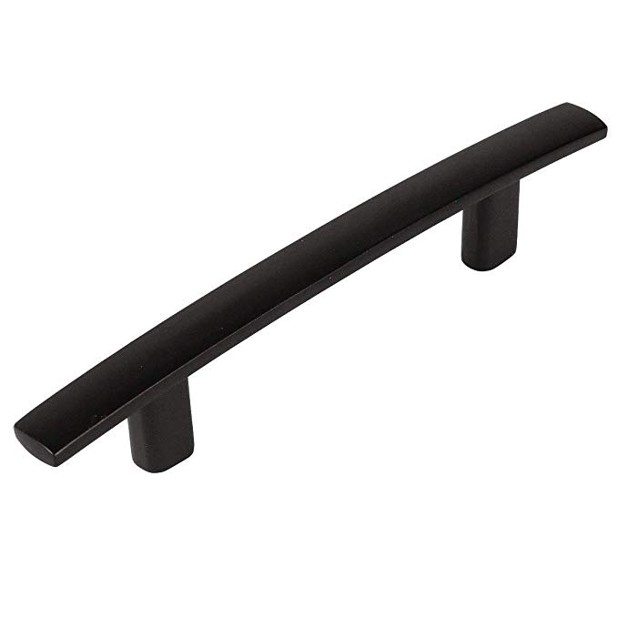 25 Pack - Cosmas 2363-3.5FB Flat Black Subtle Arch Cabinet Hardware Handle Pull - 3-1/2" Inch (89mm) Hole Centers