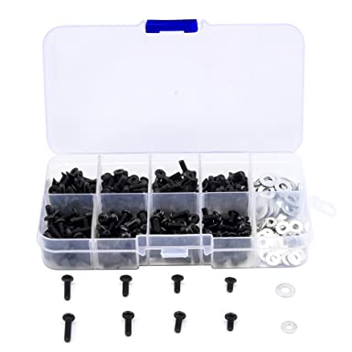 340PCS RC Car Screws kit M3 Hex Flat and Button Head Screw with M3 M4 Bolt Washers Hardware for 1/10 RC Car HSP Redcat Traxxas Tamiya SCX10 HPI