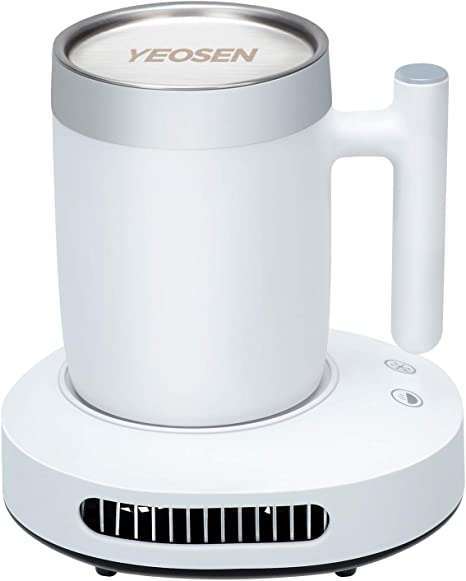 YEOSEN Coffee Mug Warmer and Cooler - 2 IN 1 Beverage Warmer and Drink Cooler with Mug, Auto Shut Off Mug Cooler and Warmer for Office Desk Use (Up to 131F or 46F), White