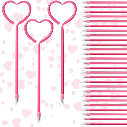 Zonon 36 Pieces Valentines Day Pens Heart Shape Pens Rollerball Pens Valentine Party Favor Pens Black Gel Ink, Ballpoint Pen for School Boys and Girls Office Supplies (Rose Red)