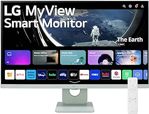 LG 27SR50F-G MyView Smart Monitor 27-Inch FHD (1920x1080) IPS Display, webOS 23, HDR 10, 5Wx2 Speakers, AirPlay 2, Screen Share, Bluetooth, ThinQ App, Remote Control, Green