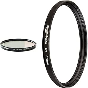 Tiffen 67mm Circular Polarizer & Amazon Basics UV Protection Camera Lens Filter - 67mm