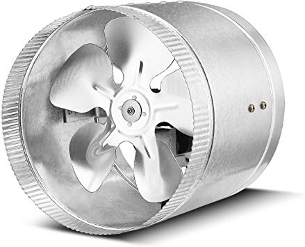 Flexzion Inline Duct Fan Booster - (8 Inch, 420 CFM) Exhaust Blower Vent Air Extractor Ventilation System HVAC Low Noise Quiet Operation with Aluminum Blade & Grounded Power Cord