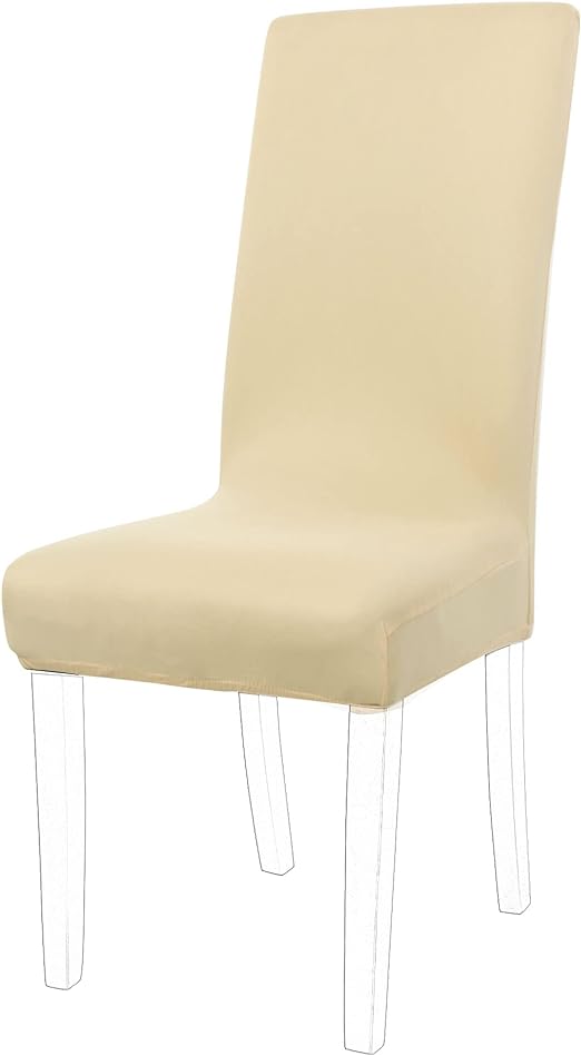 uxcell Dining Chair Covers, Stretch Bar Stool Slipcover Solid Classic Kitchen Chair Protector Spandex Short Chair Seat Cover for Home Decorative/Dining Room/Party/Wedding Beige