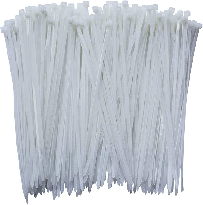 8 Inch Clear Zip Ties, 300pcs Nylon Cable Ties,Heavy Duty Cord Strap WHITE