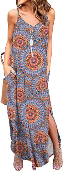 GRECERELLE Women's Summer Casual Loose Dress Beach Cover Up Long Cami Maxi Dresses with Pocket
