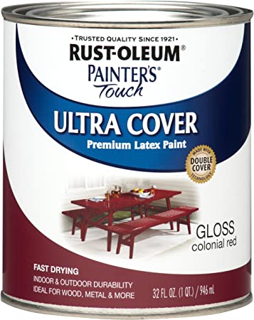 Rust-Oleum 1964502 Painters Touch Latex, 1-Quart, Colonial Red