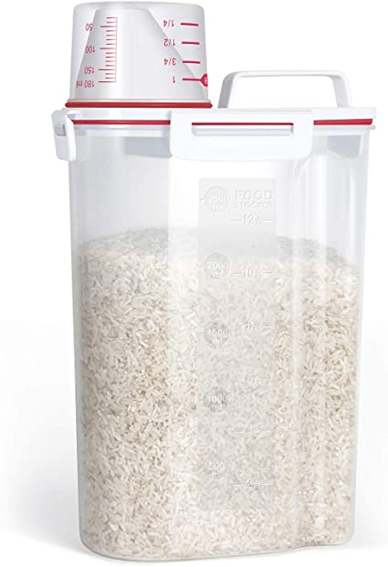 TBMax Rice Storage Container 5 Lbs, Small Airtight Dry Food Container for Flour Cereal Pasta Kitchen Pantry Organization -Red