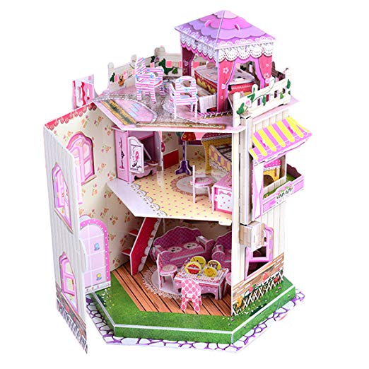 Sourcingbay 3D Puzzle Romantic Dollhouse for Girls 8 Years Old and Under Educational Toys Craft for Kids (101 Pieces)