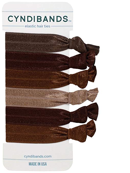 Cyndibands Dark Brown Brunette Elastic Hair Ties - Set of 6 (Sable)