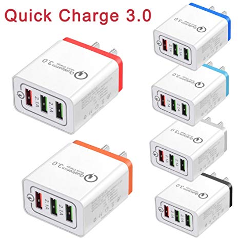 Livoty Charger,US 30W 3 Port Quick Charge QC3.0 USB Fast Wall Charger for iPhone for Samsung Smart Phone