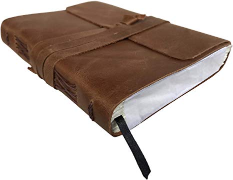 Leather Journal Writing Notebook - Genuine Leather Bound Daily Notepad for Men & Women Lined Paper 240 Kraft Pages, Handmade, Rustic Brown, 5 x 7 in (brown)