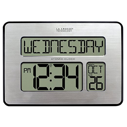 La Crosse Technology 513-1419-INT Atomic Full Calendar Clock with Extra Large Digits - Perfect Gift for the Elderly