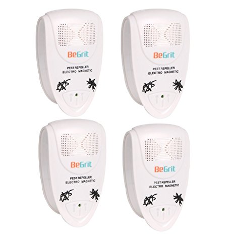 BeGrit Ultrasonic Pest Repeller Control Repels Rodents Mice Cockroaches Spiders,4-Pack