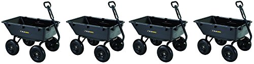 Gorilla Carts GOR6PS Heavy-Duty Poly Yard Dump Cart with 2-In-1 Convertible Handle, 1,200-Pound Capacity, Black (4-(Pack))