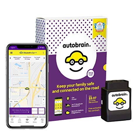 autobrain OBD Real-Time GPS Tracker for Vehicles | Auto Health Diagnostics | Parking Locator & Car Finder Tracker | Teen & Senior Driver Monitoring | 24/7 Emergency Assistance (No Service)