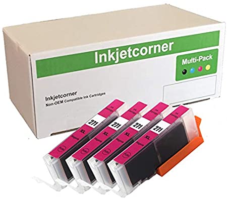 Inkjetcorner Compatible Ink Cartridge Replacement for CLI-271XL CLI 271M for use with TS5020 TS6020 TS8020 TS9020 MG5720 MG5722 MG6820 MG6821 MG6822 MG7720 (Magenta, 4-Pack)