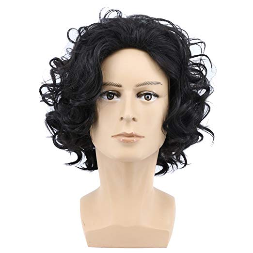 Yuehong Short Curly Natural Black Color Anime Men Cosplay Wig Synthetic Halloween Costume Hair Wigs