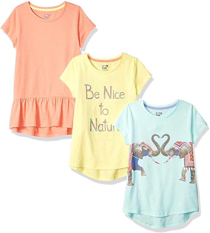 Amazon Brand - Spotted Zebra Girls' Toddler & Kids 3-Pack Short-Sleeve Tunic Tops