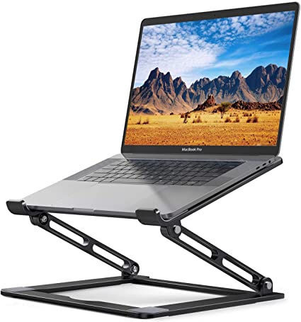 Laptop Stand Portable, YoFeW Aluminum Laptop Riser Holder, Ergonomic Foldable Height Adjustable Computer Notebook Stand Compatible with Mac MacBook Air Pro, Dell XPS, HP, Lenovo(10-17")