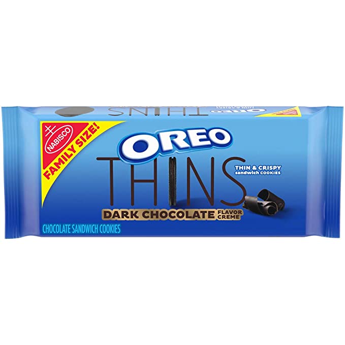 Oreo Thins Chocolate Sandwich Cookies, Dark Chocolate Flavored Creme, 1 Family Size Pack, 13.1 Oz., 1Count